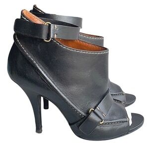 Givenchy Women's 7B EU 37 506963 Open Toe Ankle Boots Black Leather High Heel
